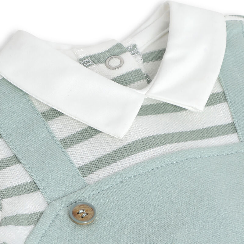 Boys Light Green Applique Short Sleeve Rompers image number 2